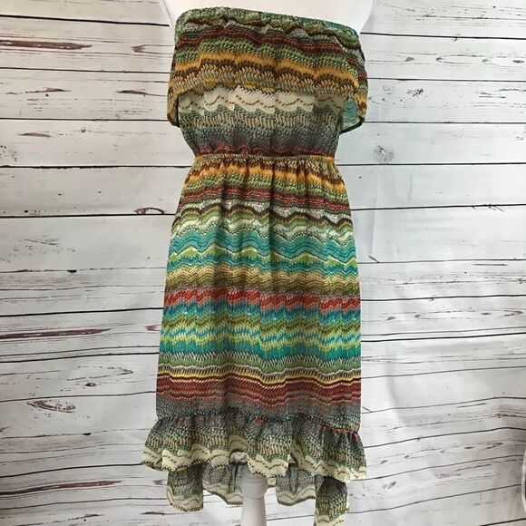 Poetry Boho Strapless Hi-low Multicolor dress - Picture 1 of 6